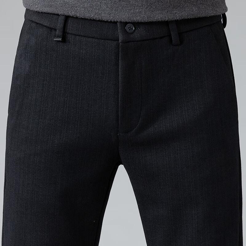 FAPAI Men's Knitted Wool Blend Straight-Fit Casual Pants