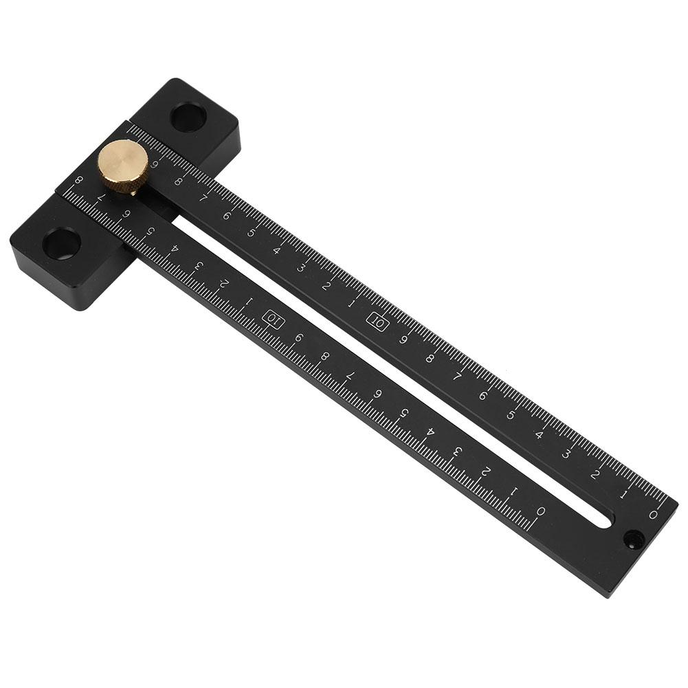 

180 мм линейка разметочная типа T с метрической шкалой из черного алюминиевого сплава для деревообработки и маркировки