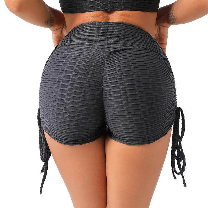 

Fashion High Waist Peach Bum Lift Shorts Women s Tight Elastic Quick-Drying Shorts Yoga Pants Knotted Exercise Workout Pants Charcoal Black S