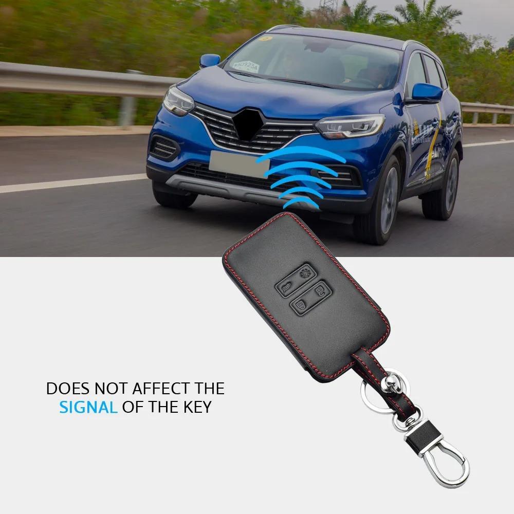 Leather Car Key Cover Bag for Renault Captur Megane Clio Dacia Duster Sandero Stepway Remote Fob Shell Case