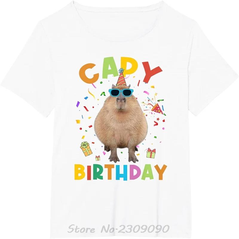 

Kawaii Animal Capybara Print Pattern Tshirt New Fashion Summer Tshirt Cotton Oversized Tees Tops Unisex Fitness T Shirt S