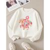 Kids Sweatshirt, Crew Neck Fashion Top, Fun "Floral Turtle Pattern" Patterned Sweatshirt, Suitable for Everyday Casual Wear