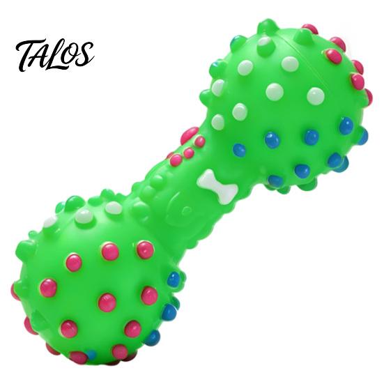 Safe Non-Toxic Dog Toys Squeaky Dumbbell Toy, Vinyl Chew Spiky Teeth Interactive Pet for Small Medium Dogs Cleaning Toy Large Play Oral Health Care