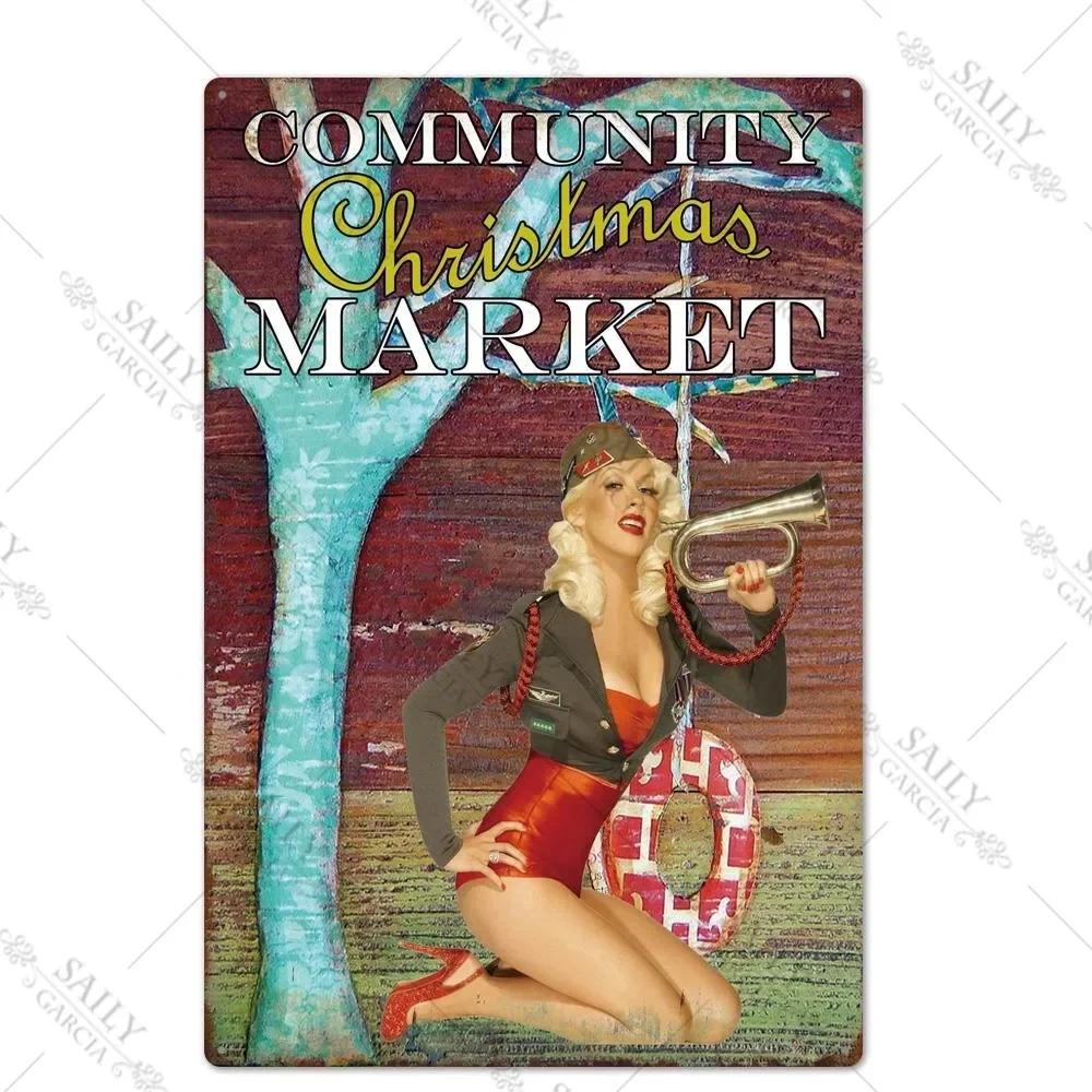 Vintage Surfing Girls Metal Sign Posters for Home Decor Fashion Art Wall Mural Bar Pub Sign Decor Metal Plate