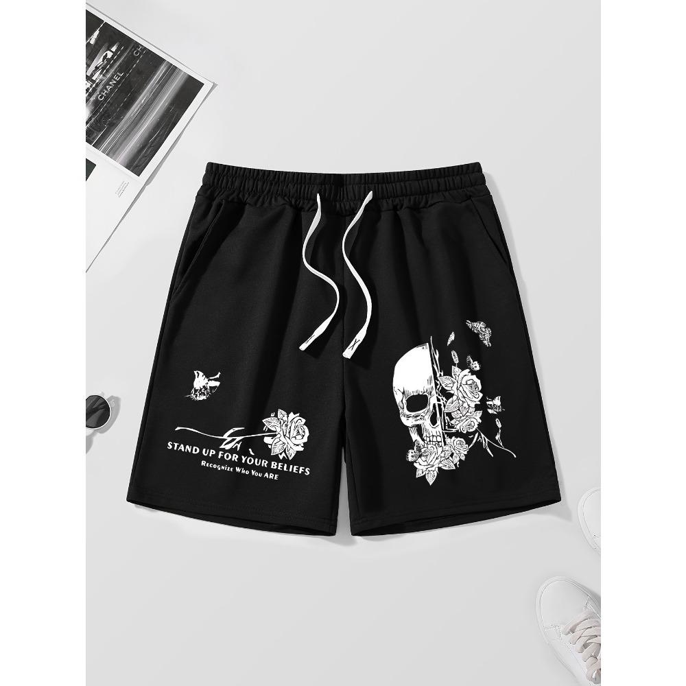 

Men Trendy Graphic Printed Shorts Vintage Casual Straight Leg Shorts Drawstring Waist Summer Daily Bottoms M