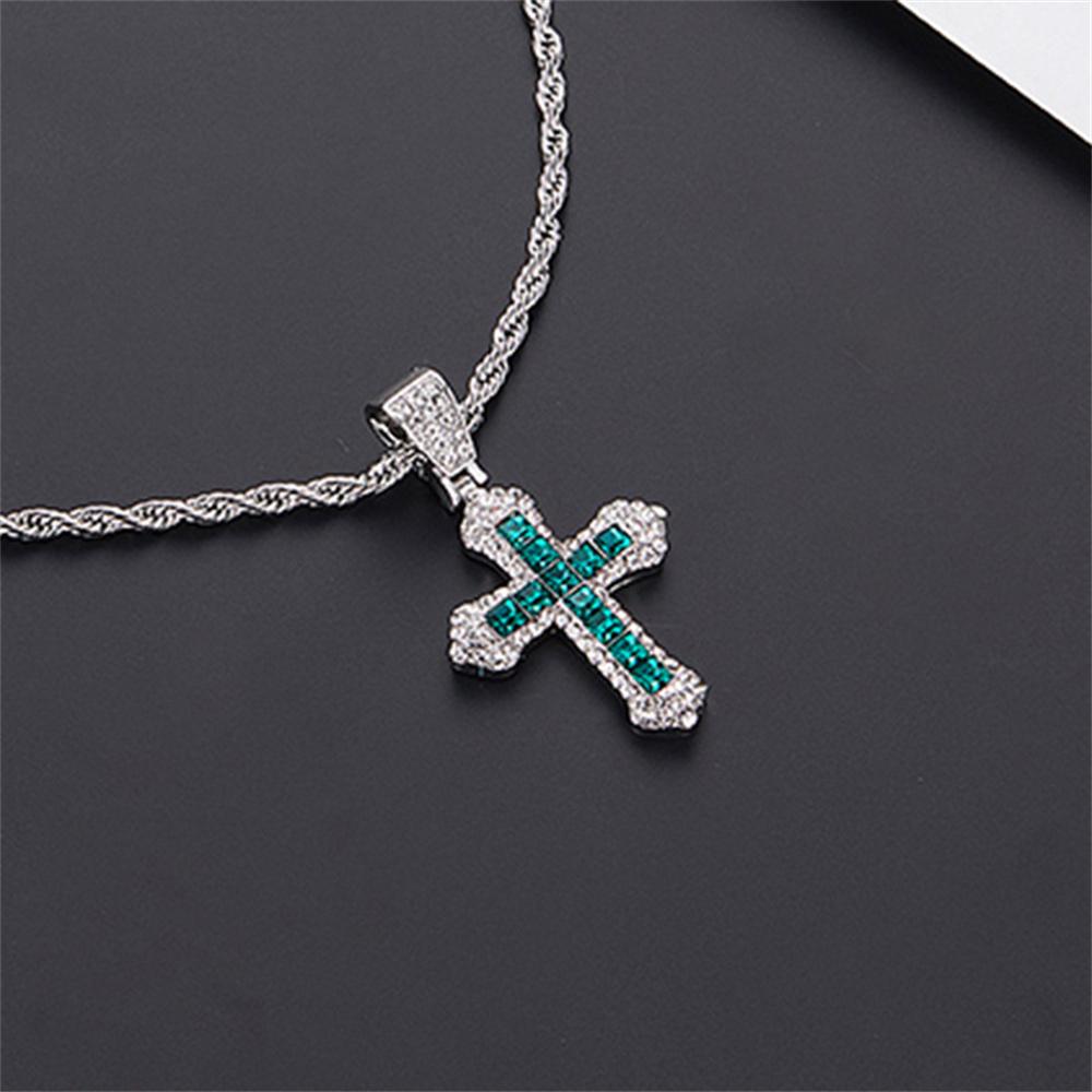 Classic Zircon Cross Necklace Iced Out Hip Hop for Men and Women Bling Pendant Punk Jewelry Gifts