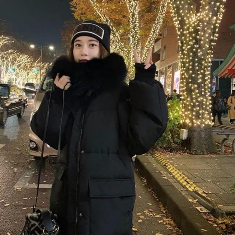 

Women Long Winter Jacket Cotton Coat Parkas Fashion Female Clothes Outerwear S чёрный