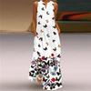 2024 Summer Women V Neck Sleeveless Maxi Dress Digital Print Pocket European American Style Sizes S To 5XL