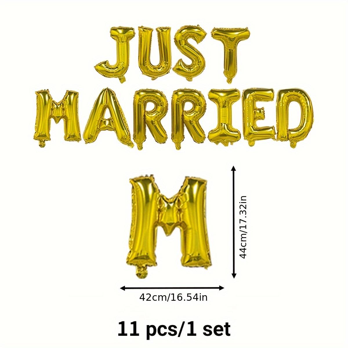 11 шт. 16-дюймовый набор воздушных шаров из алюминиевой пленки с буквами JUST MARRIED Декорация для свадебной комнаты, вечеринки, Фотобутафория, Фон 16INCH золотой