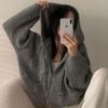 Women's Korean Style Double Zipper Hooded Cardigan – Long Sleeve, Loose Knit Sweater for Autumn/Winter