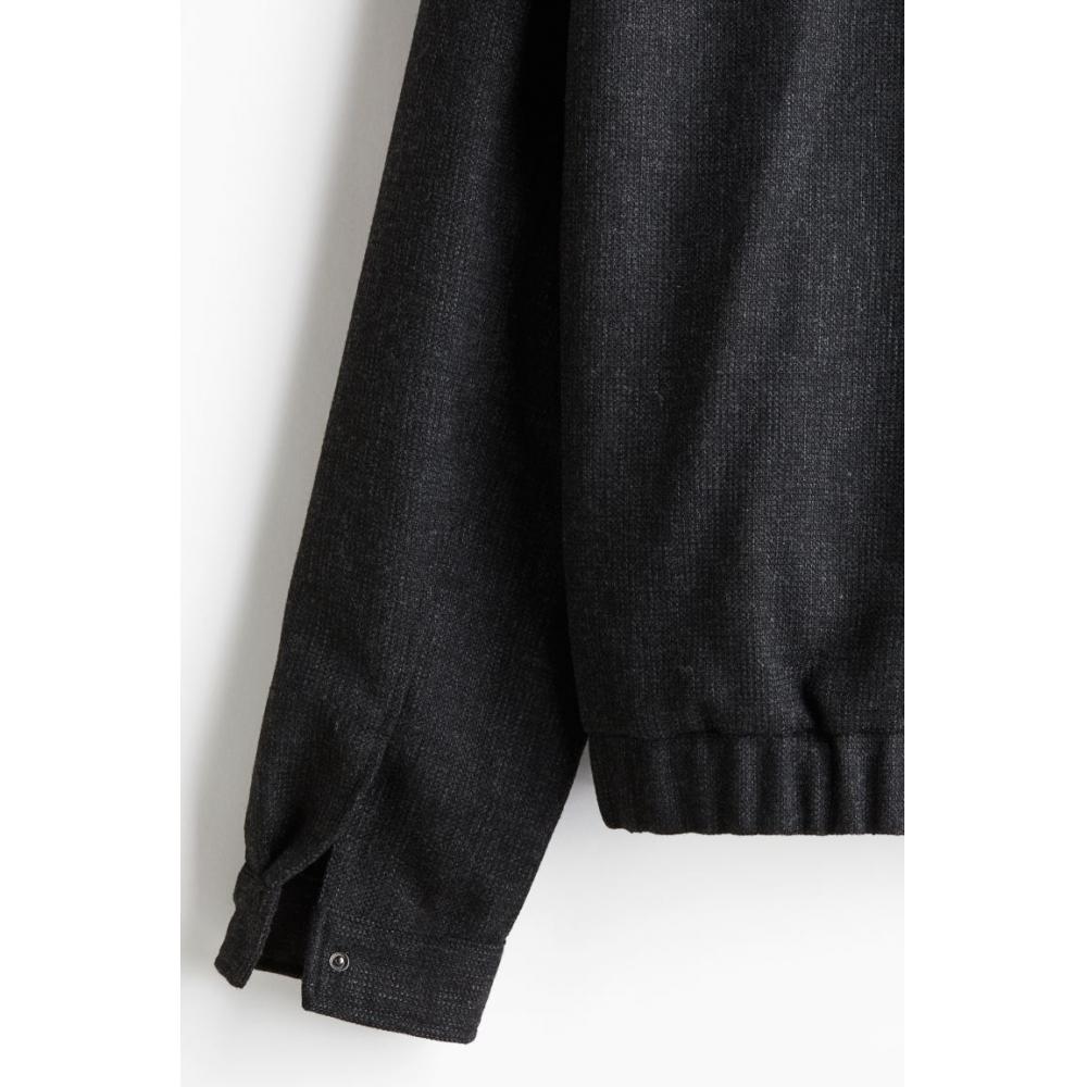 H M Loose Fit Tweed Jacket Black