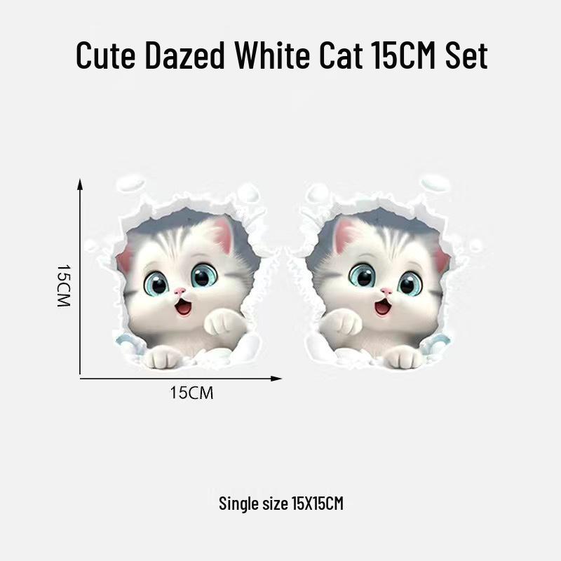 3D Cute Cat Scratch Car Sticker - Cartoon Style for Electric Vehicles