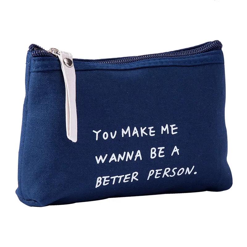 Soft Canvas Dot Print Women Cute Cosmetic Bag Toiletries Organizer Portable Make Up Bags Case Travel Storage Bag