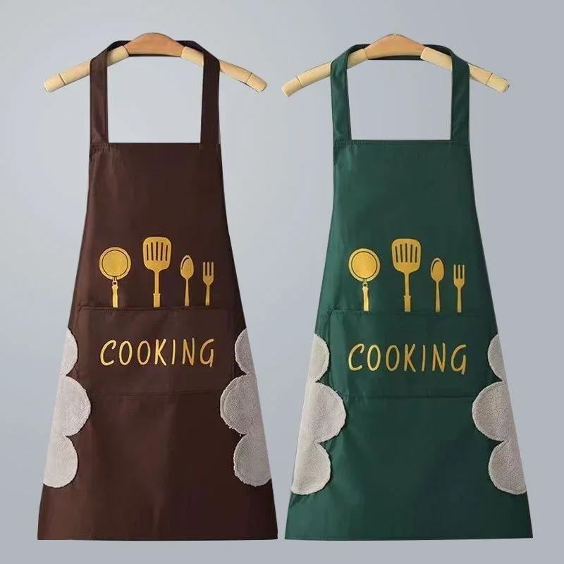 Apron Waterproof Oilproof Cooking Apron Kitchen Work Clothes Home Cooking Cleaning Men and Women Universal Sleeveless Apron