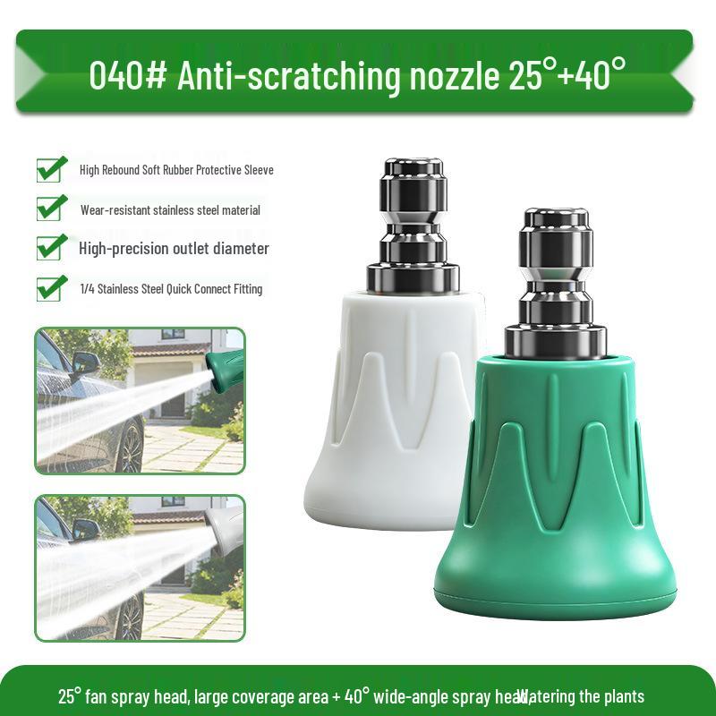 1/4 Quick Connect Colored Fan-Shaped High-Pressure Washer Nozzle with Stainless Steel and Rubber Sleeve