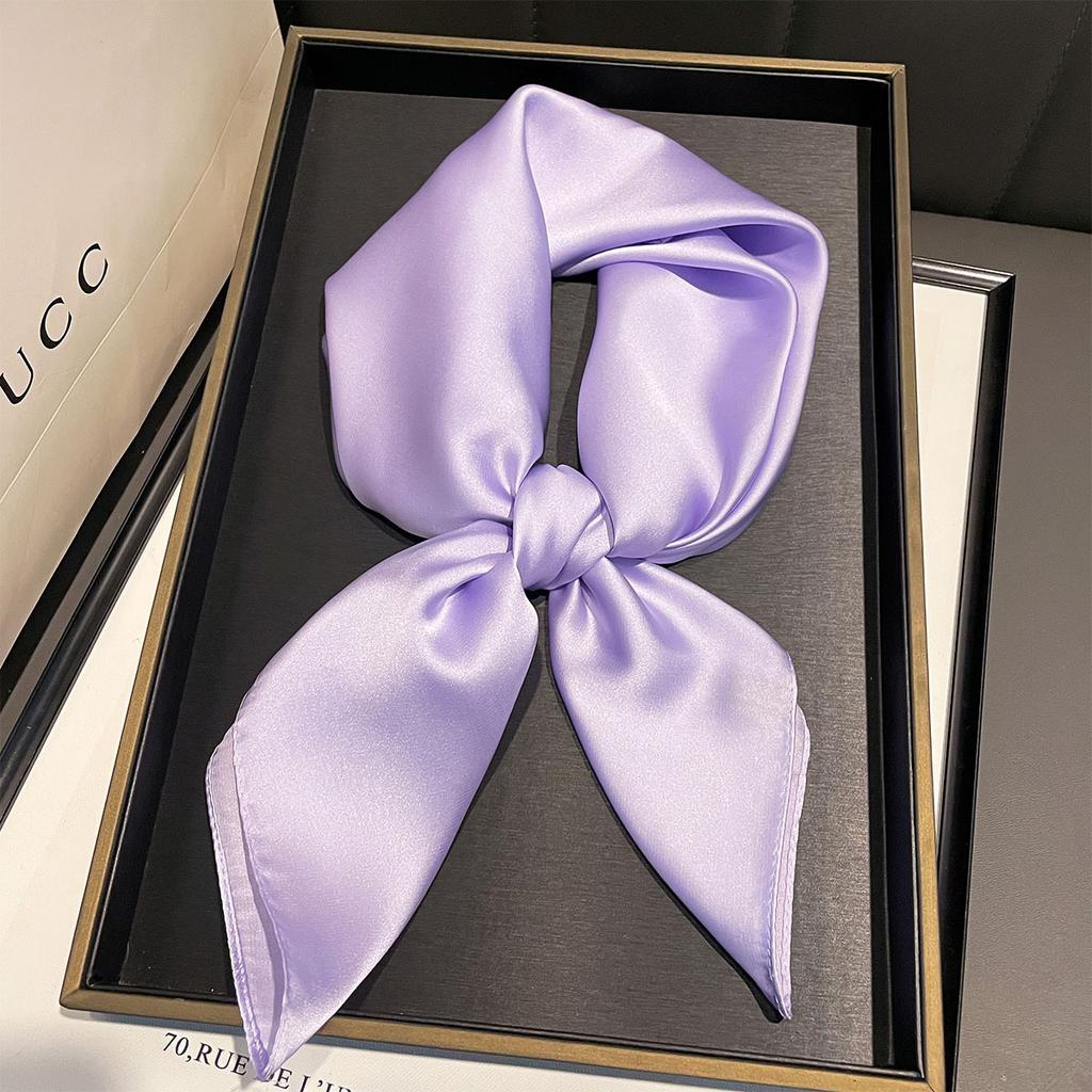 Autumn new versatile 71 imitation silk solid color silk scarf versatile plain color Korean neck scarf tied bag silk scarf