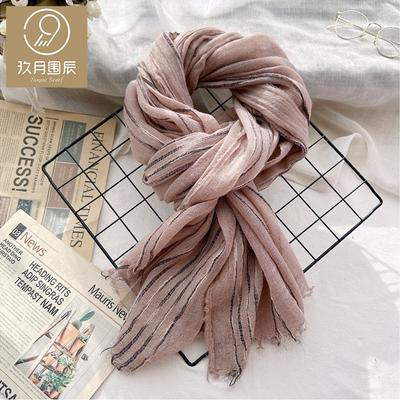 Morandi Color Spinning Autumn and Winter Wool Scarf Women's Literary and Retro Shawl Warm Scarf Striped Scarf