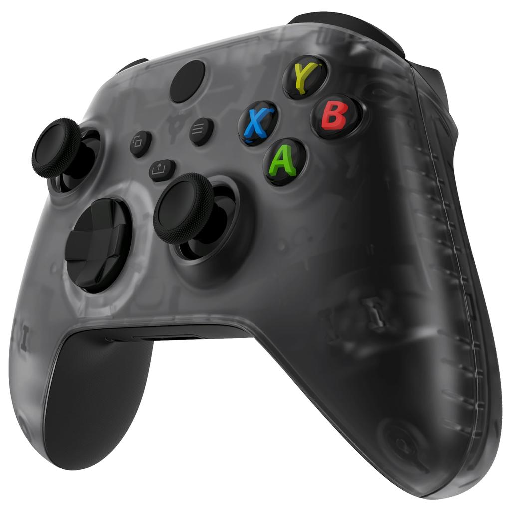 EXtremeRate Seitenschienen-Griffschale für Xbox Core Wireless Klar Schwarz Ersatz Frontgehäuseabdeckung Griff Faceplate für Xbox Series X S Controller