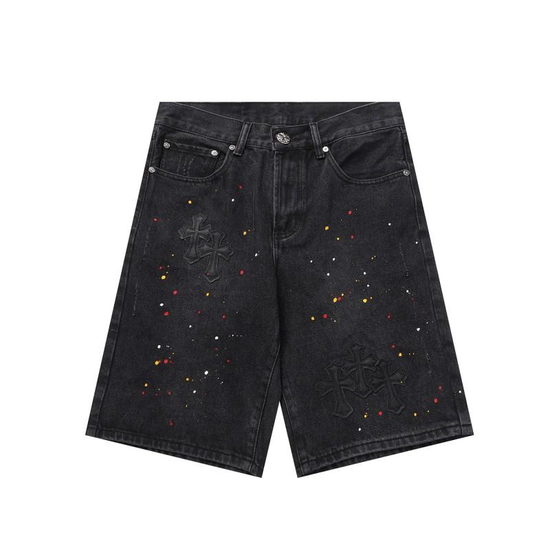 Vintage gewaschene Jeans-Shorts mit Metallakzenten Unisex Straight Fit Punk-Stil Baumwollmischung