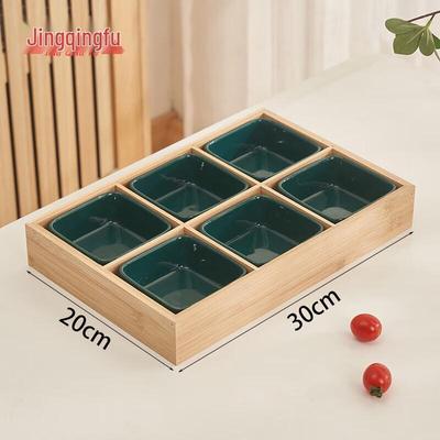Multi-Compartment Wooden Serving Tray