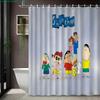 Crayon Shin-Chan & Friends Adventure On Rocks 2D Print Waterproof Shower Curtain, Blue Night Anime Bathroom Decor With Hooks