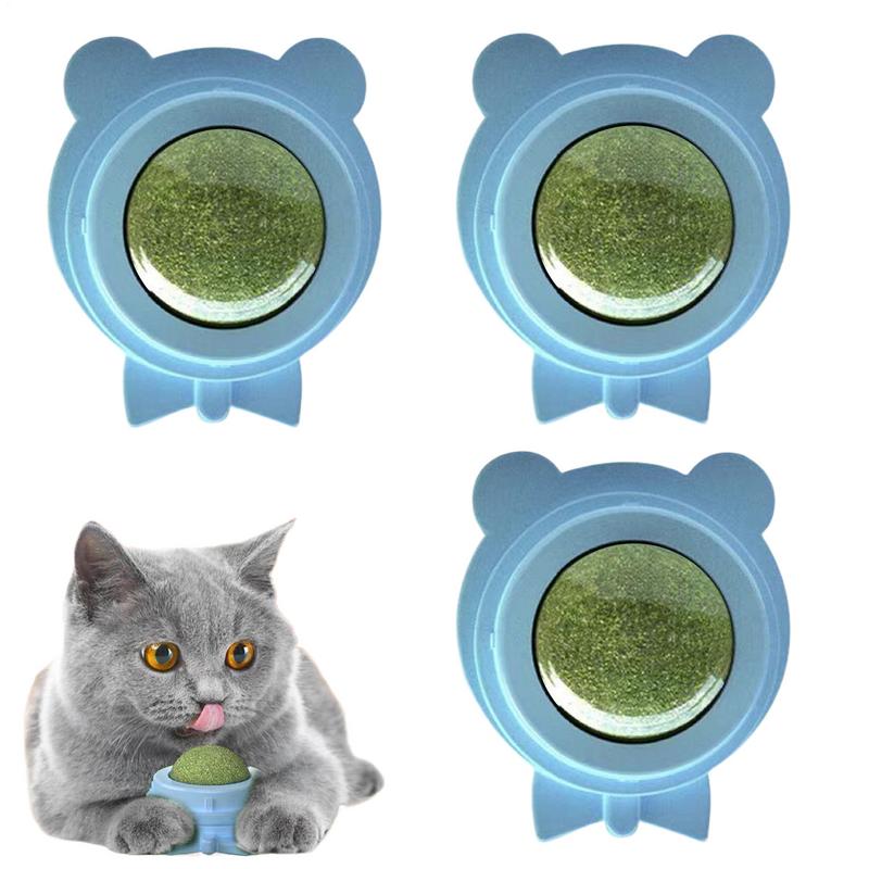 Silvervine Catnip Wall Balls Kitten Cat Teeth Cleaning Toys Lick Safe Silvervine Healthy Catnip Entertainment Rotatable Toys