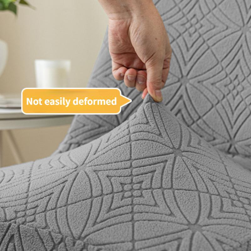 Thickened Fleece Chair Cover One-piece Chair Cover Elastic Dining Chair Covers Jacquard Seat Cover for Hotel Restaurant Home