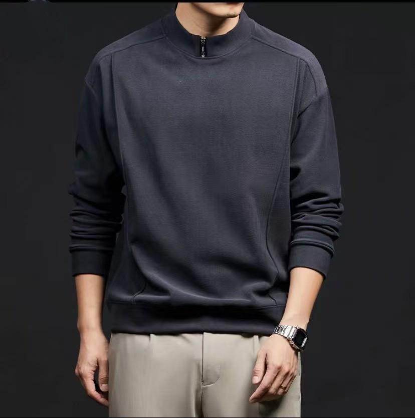 Men s Fleece Zipper Stand Collar Warm Pullover Shirt for Autumn & Winter L