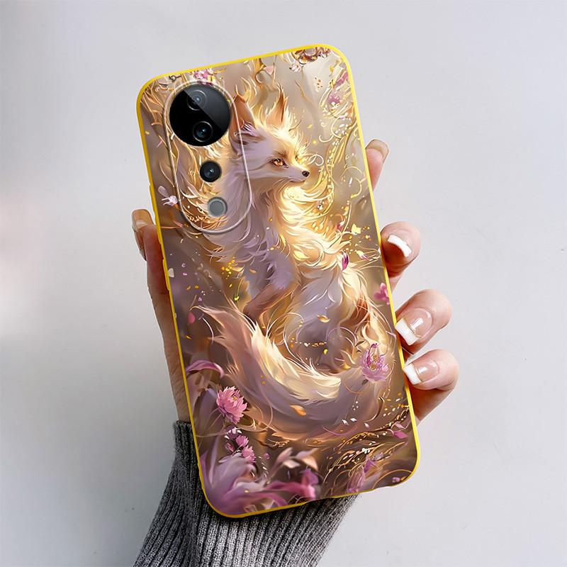 

For VIVO V40 Pro V40Pro 5G Back Cover Cute Cartoon Cat Fox Painted Silicone Phone Case For VIVO V40 V 40 Pro Funda Coque Cases VIVO V40 Pro