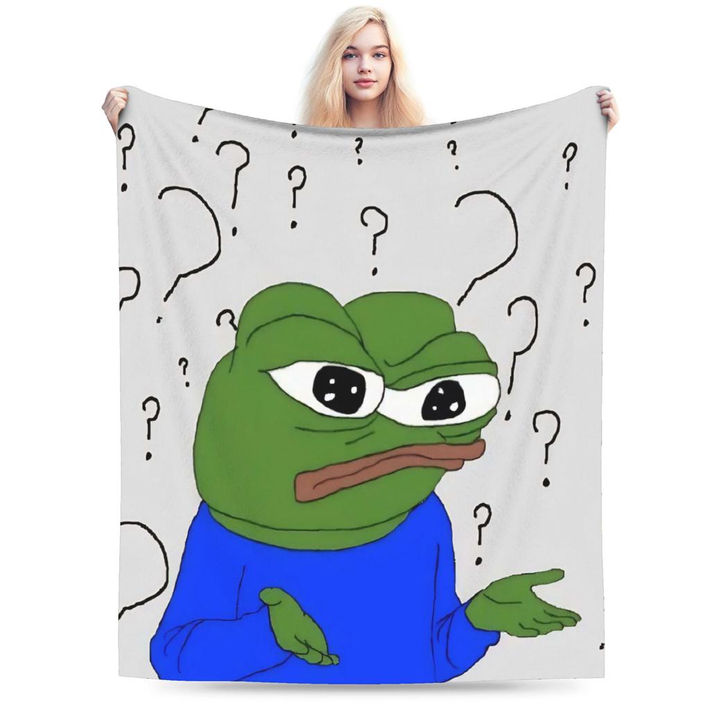 Sad P-Pepe Frog Meme Flannel Blanket Winter Soft Throw Blanket for Children Living Room Novelty Bedspread Sofa Bed Cover