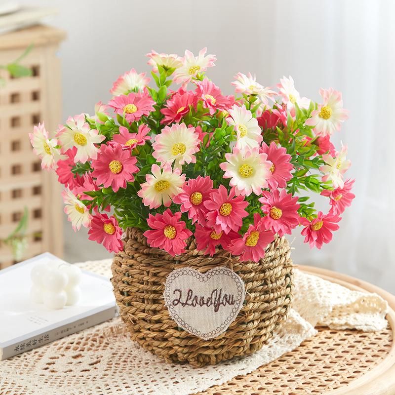 Silk Sunflower Floral Arrangement: Artificial Potted Bouquet for Living Room and Dining Table Decoration.