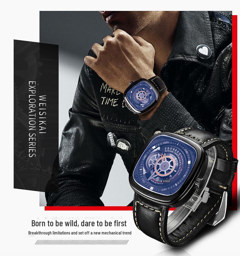 Brand Men's Waterproof Calendar Watch with Bold Dial, Trending In Live Broadcasts