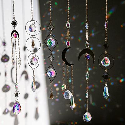 Suncatcher Hanging Crystal Moon Sun Catcher Pendant Rainbow Chaser Ornament Wind Chimes Sunlight Catcher Yard Hanging Decor