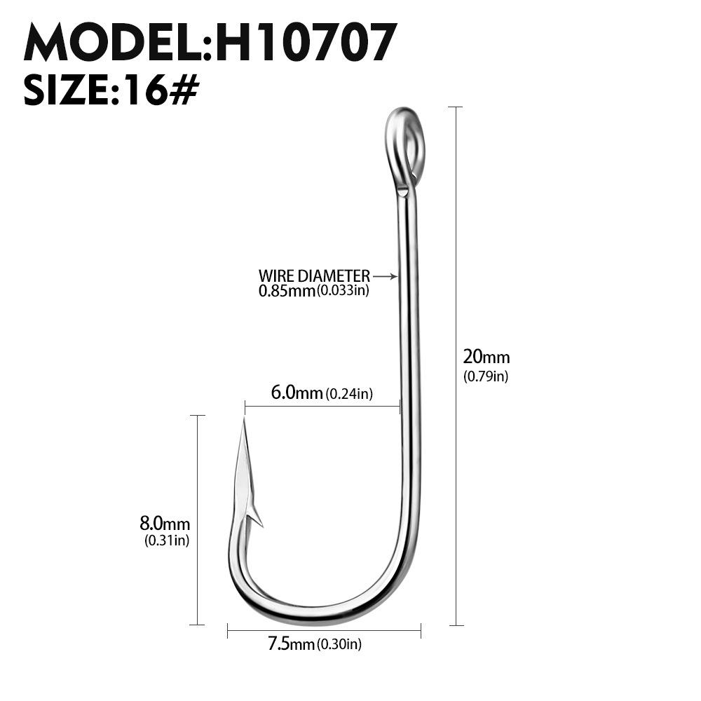 

Одинарный крючок для ловли рыбы на скалах с зазубринами, крючок для морской рыбалки, длинная ручка из высокоуглеродистой стали Luya с отверстием и петлей, 100 шт./упаковка 16# (100 pieces/pack)