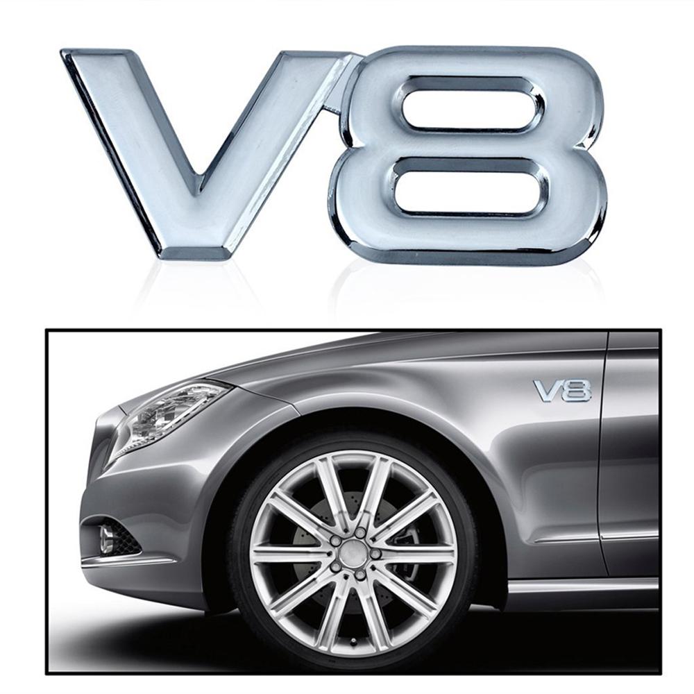 1 Pezzo 3D Metallo Cromato V6 V8 Adesivo Logo Emblema Decalcomania Badge Adesivo Carrozzeria Auto