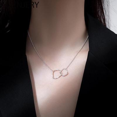 Interlocking Necklace for Women Irregular Geometric Circle Clavicle Chain Necklace Party Jewelry
