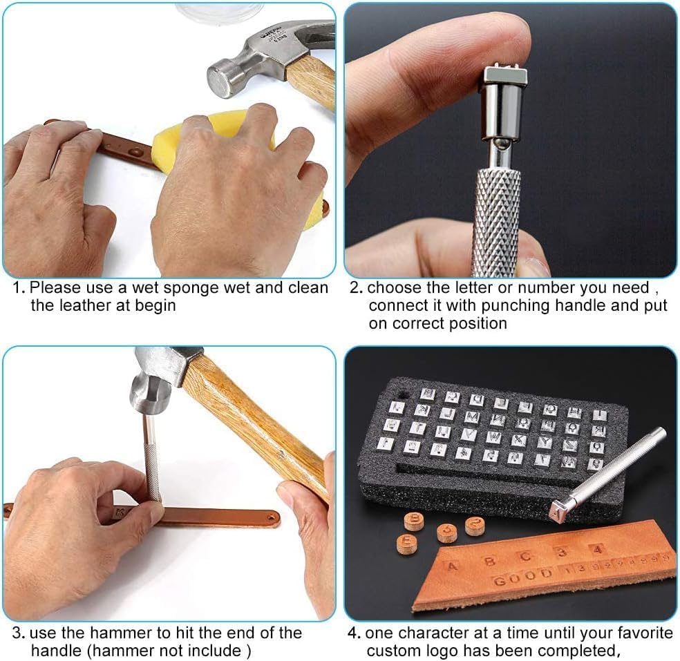TAORAYO Stamping Kit for Leather Craft Handmade Leather Craft Tools Stamp Punch Kit Rivet Set Stamping Tools Metal Stamping Tools Stamping Punch