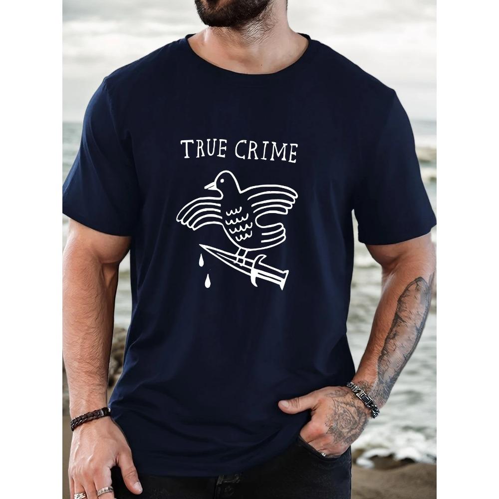 Summer Men's Cotton Oversized Tee English Letter Print Casual Streetwear Short Sleeve Breathable Round Neck