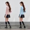 VICTORIA&VERA Women's Long-Sleeve Pearl Trim Doll Collar Wool Blend Cardigan