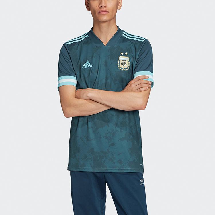Adidas Argentina Away Quick-Drying V-Neck Football Jersey - Fan Edition Men Tops Blue Green GE5473