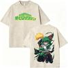 Camiseta Vintage Lavada De Anime My Hero Academia Midoriya Izuku Para Hombre Y Mujer, Camisetas Retro Casuales De Dibujo 410