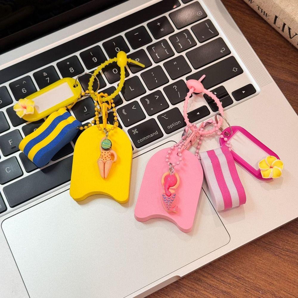 Floatable Swimming Pool Keychain Colorful Boat Float Key Holder Fun Swim Key Ring  Boating Fishing