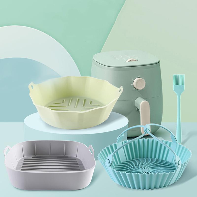 Friteuză cu aer de 22 cm, oală din silicon, căptușeală pentru coș pentru cuptor, tavă de copt antiaderentă
