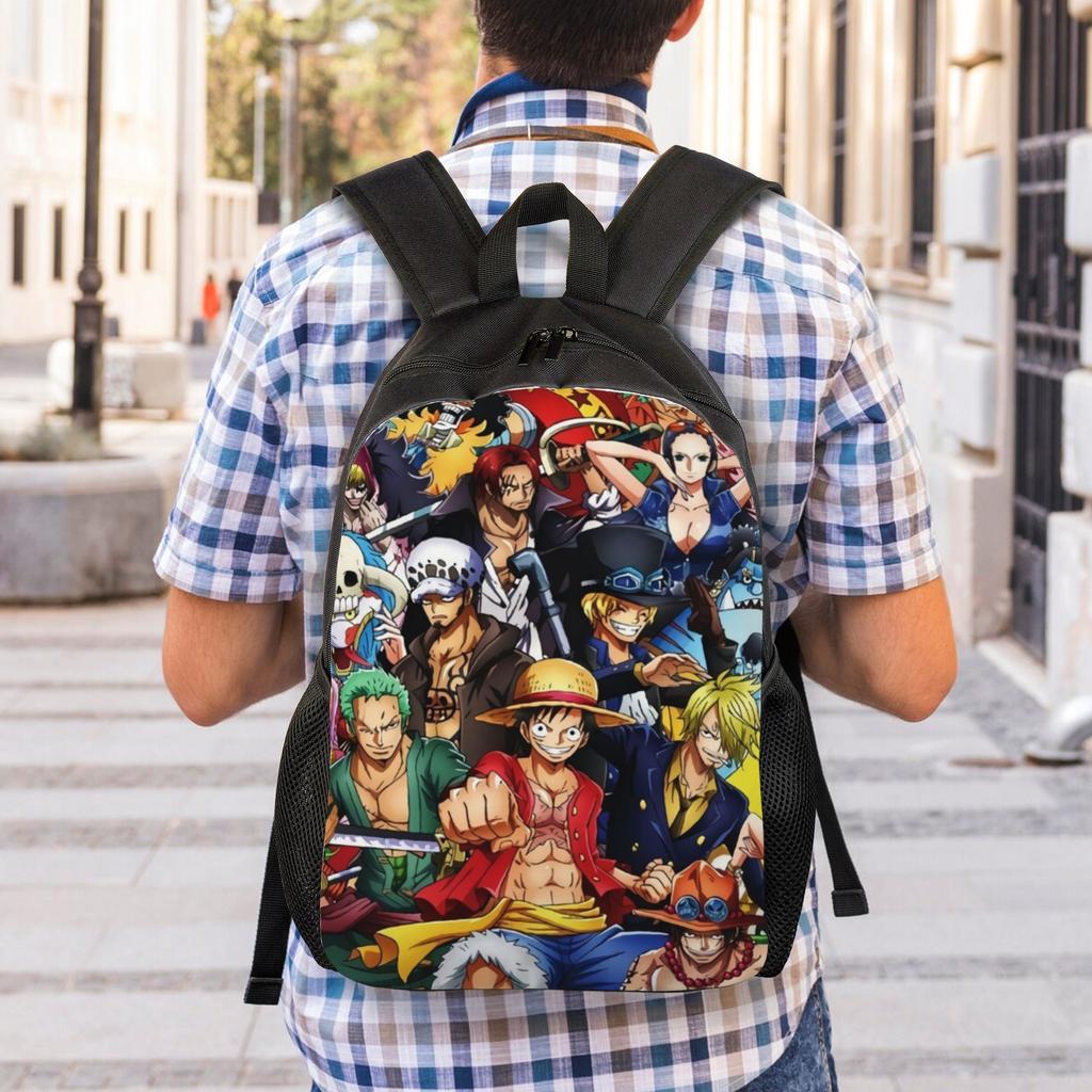 Best All Characters Anime Backpack for Men Women Student Work Daypack Pirate Flag One Piece College Shoulder Bag Lightweight