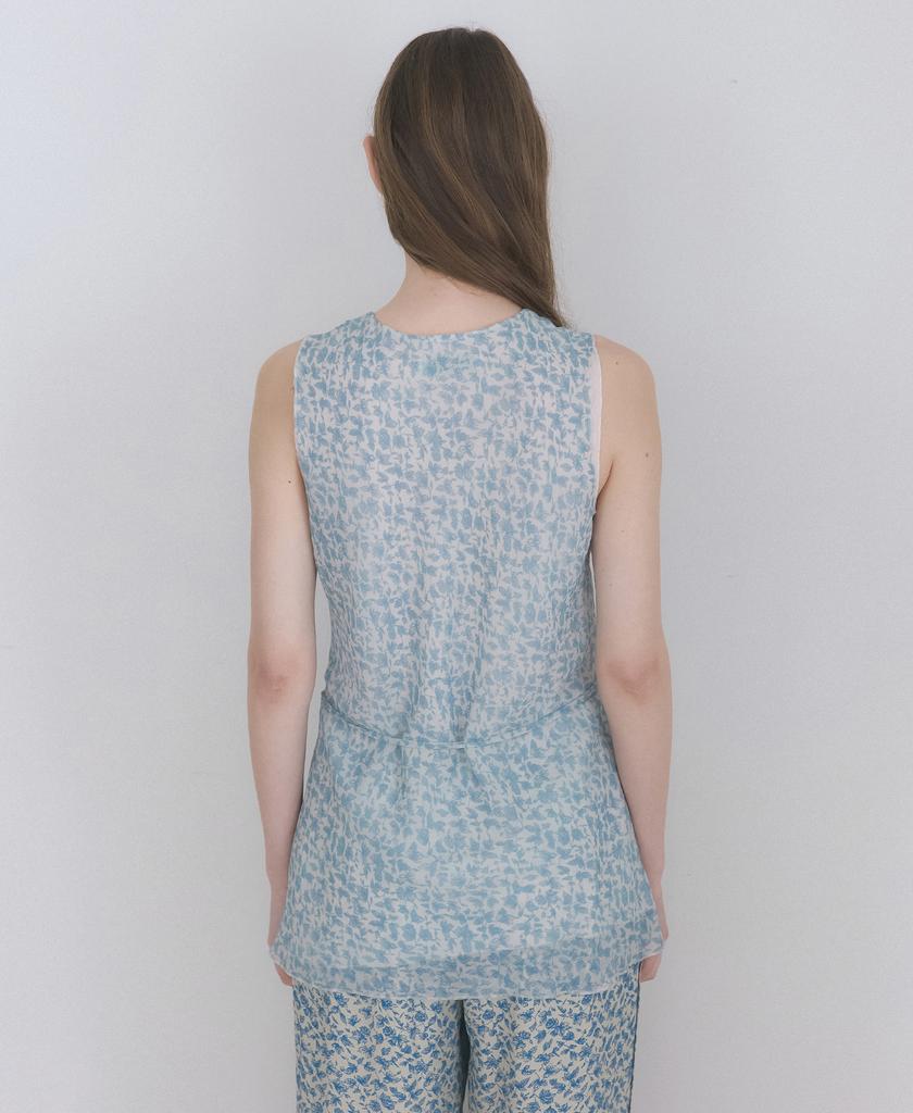 LAFELSORTOF Flower Chiffon Sleeveless Top