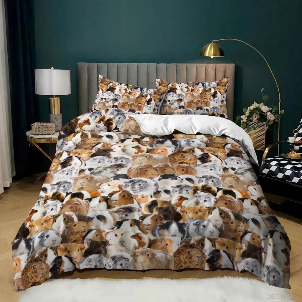 Animal Duvet Cover Set Cartoon Kittens Funny Smiling Doodle Humorous Twin Bedding Set Polyester Quilt Cover
