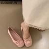 Fashion SUOJIALUN 2025 New Spring Women Flat Shoes Fashion Round Toe Shallow Slip On Ladies Ballet Shoes Soft Leather Eelgant Boat Shoes