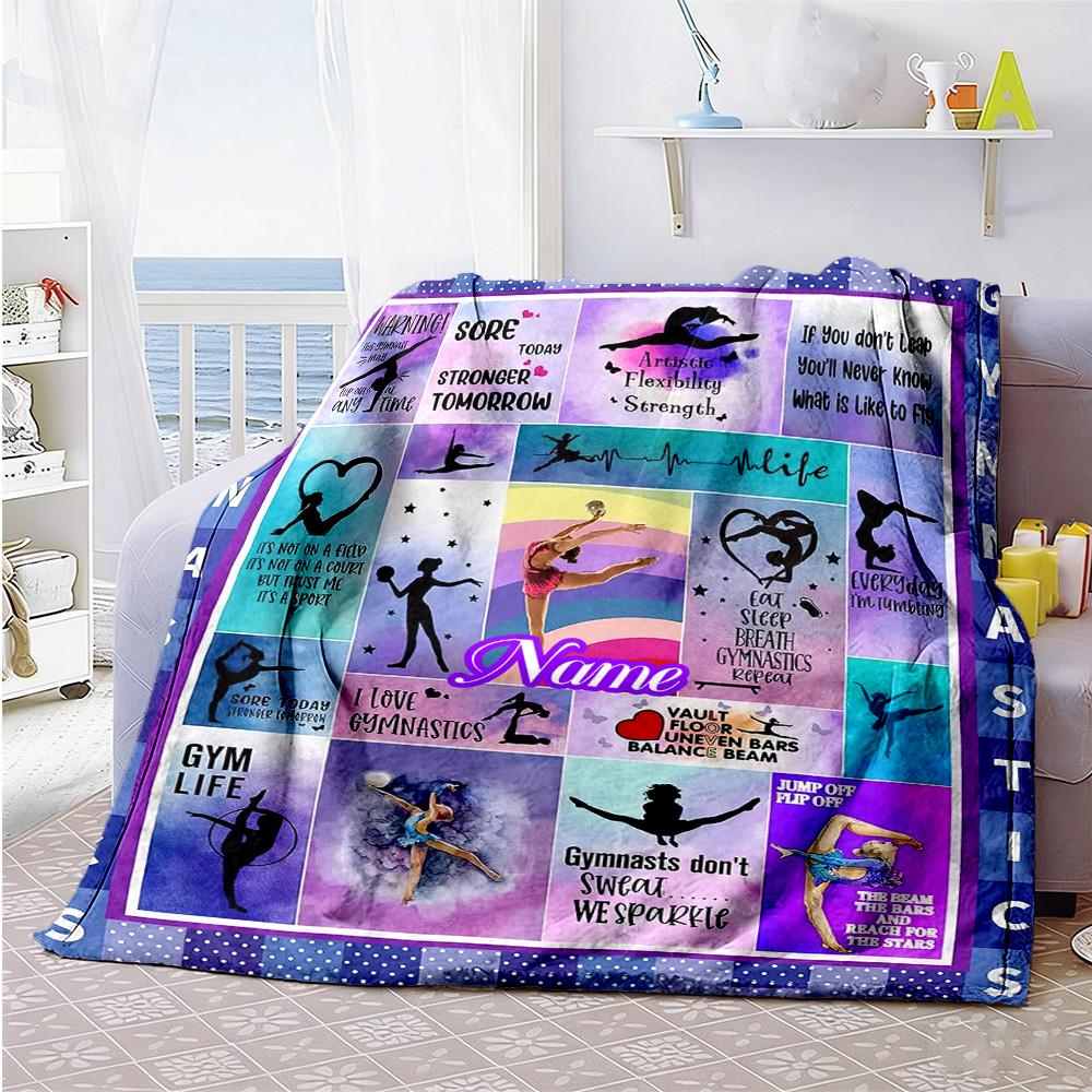 Gymnastics Style Customize Text Blanket Throw Personalized Blanket Comfortable Great for Chair Home Decor Office Chair Picnics Four Seasons Universal