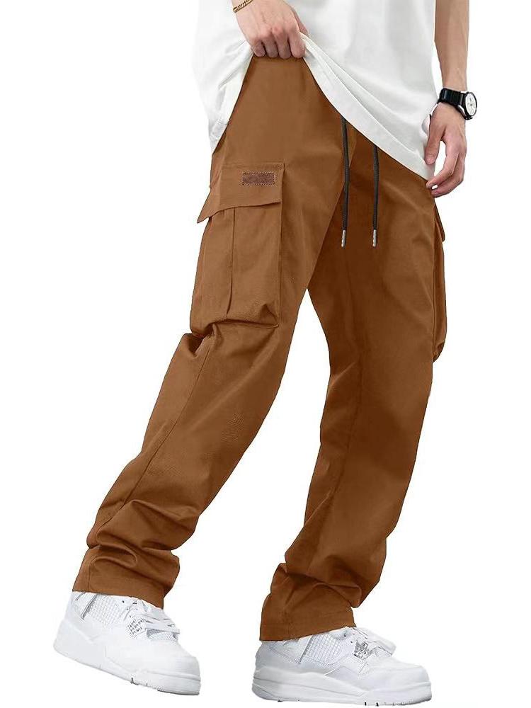 2024 Men's Multi-pocket Workwear Drawstring Pants for Outdoor Hiking, Running, and Casual Wear