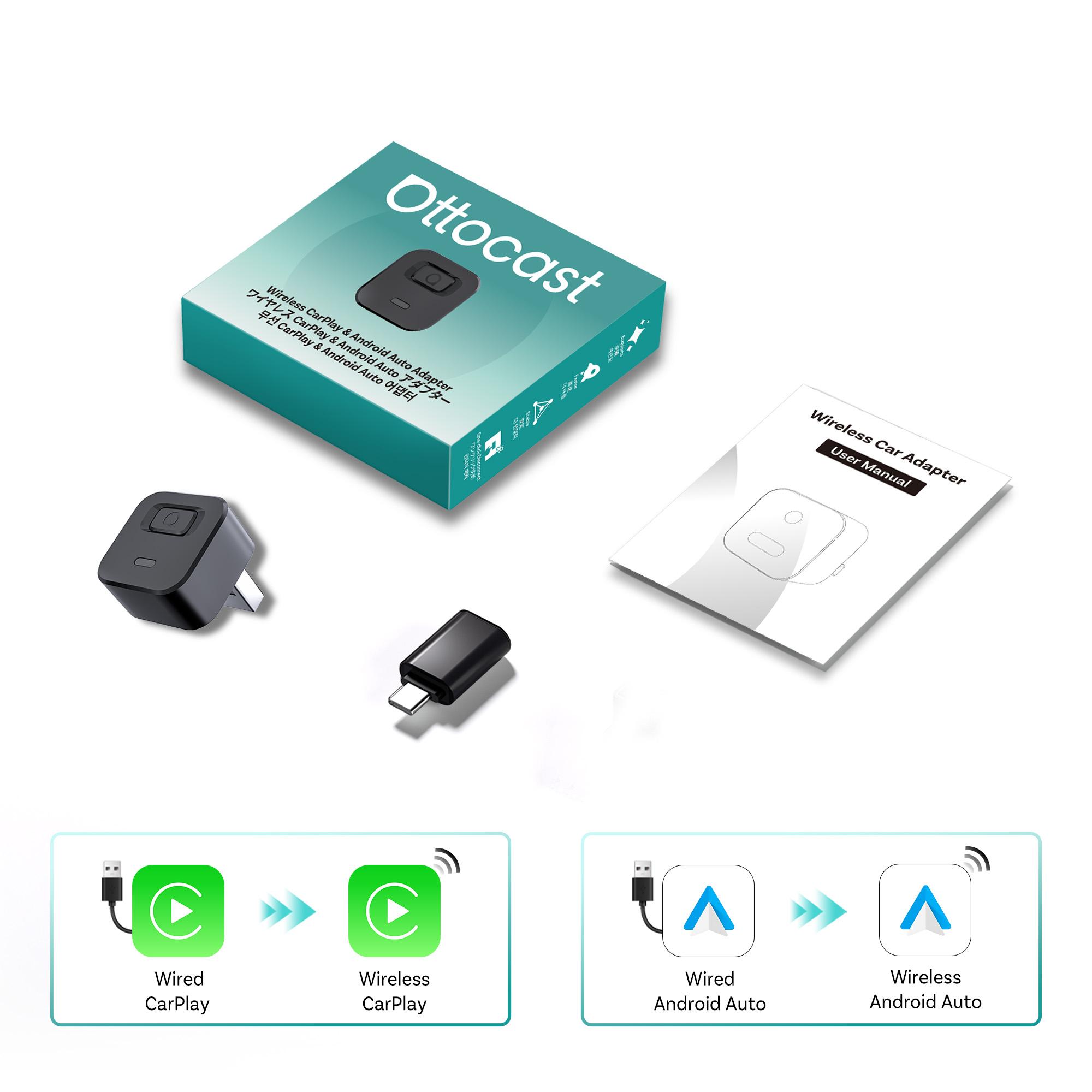 

OTTOCAST Cube USB Dongle Mini Dot Wireless Android Auto CarPlay Adapter Car Accessories Smart Button for iPhone Android Phone Ottocast Offical